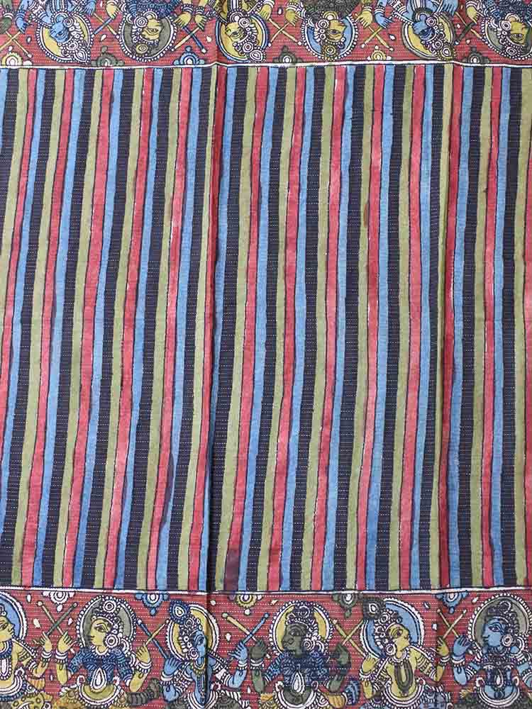 Multicolor Pen Kalamkari Pure Silk Fabric (1 Mtr ) - Luxurion World