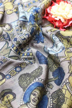Multicolor Pen Kalamkari Pure Silk Fabric (1 Mtr ) - Luxurion World