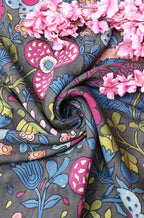 Multicolor Pen Kalamkari Pure Silk Fabric (1 Mtr ) - Luxurion World