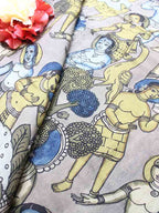 Multicolor Pen Kalamkari Pure Silk Fabric (1 Mtr ) - Luxurion World