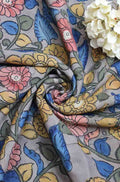 Multicolor Pen Kalamkari Pure Silk Fabric (1 Mtr ) - Luxurion World