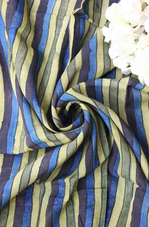 Multicolor Pen Kalamkari Pure Silk Fabric (1 Mtr ) - Luxurion World