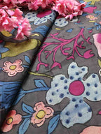 Multicolor Pen Kalamkari Pure Silk Fabric (1 Mtr ) - Luxurion World