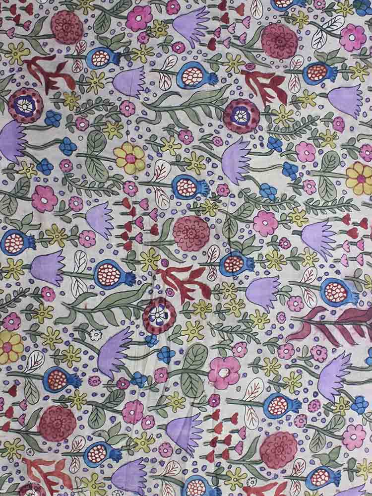 Multicolor Pen Kalamkari Pure Silk Fabric (1 Mtr ) - Luxurion World