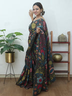 Multicolor Pen Kalamkari Pure Silk Saree - Luxurion World