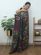 Multicolor Pen Kalamkari Pure Silk Saree - Luxurion World
