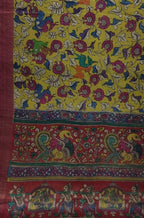 Multicolor Pen Kalamkari Pure Tussar Silk Saree - Luxurion World