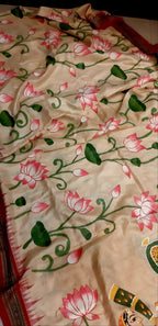 Multicolor Pichhwai Hand Painted Tussar Silk Saree - Luxurion World