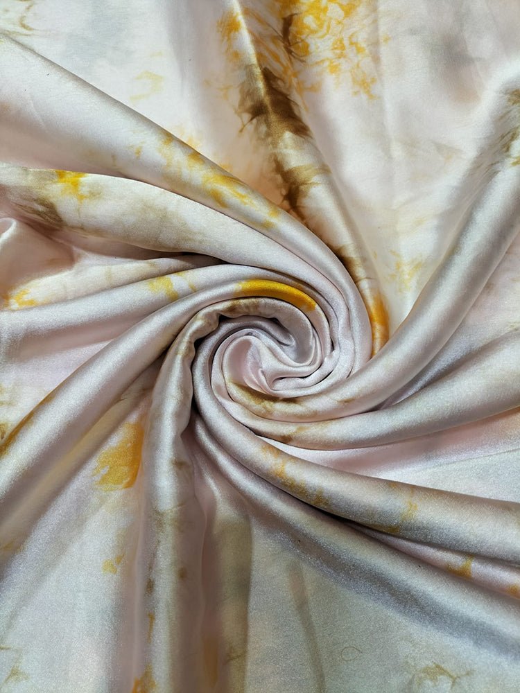 Multicolor Trendy Tie & Dye Print Satin Silk Fabric ( 1 Mtr )