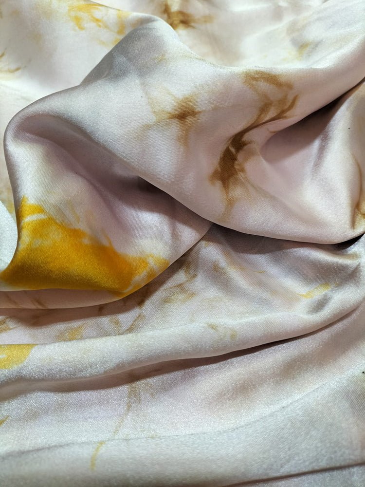 Multicolor Trendy Tie & Dye Print Satin Silk Fabric ( 1 Mtr )