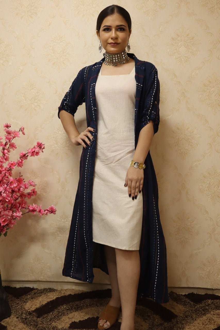 Navy Blue Long Jacket - Luxurion World