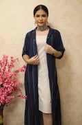Navy Blue Long Jacket - Luxurion World