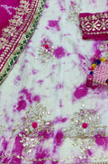 Off White And Pink Hand Gota Patti Work Chinon Lehenga Set - Luxurion World