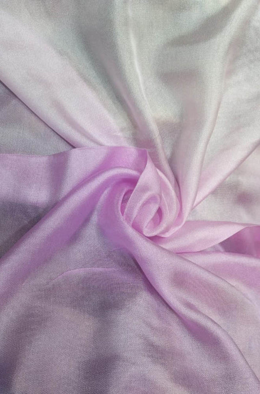 Off White And Purple Trendy Dual Tone Georgette Fabric (  1 Mtr ) - Luxurion World