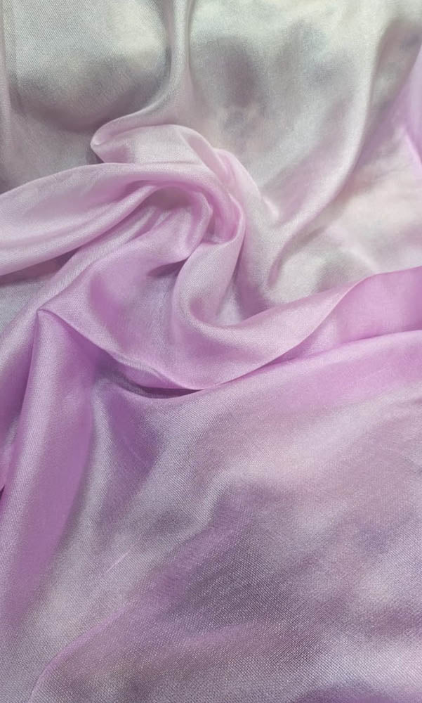Off White And Purple Trendy Dual Tone Georgette Fabric (  1 Mtr )