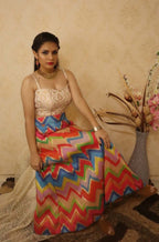 Off White Banarasi Kim Khwab Silk Corset Neck Blouse - Luxurion World