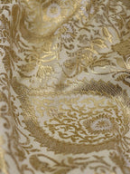Off White Banarasi KimKhwab Silk Fabric ( 1 Mtr ) - Luxurion World