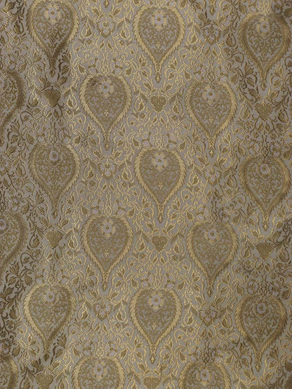 Off White Banarasi KimKhwab Silk Fabric ( 1 Mtr )