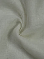 Off White Bhagalpur Linen Plain Fabric With Silver Zari Border ( 1 Mtr ) - Luxurion World