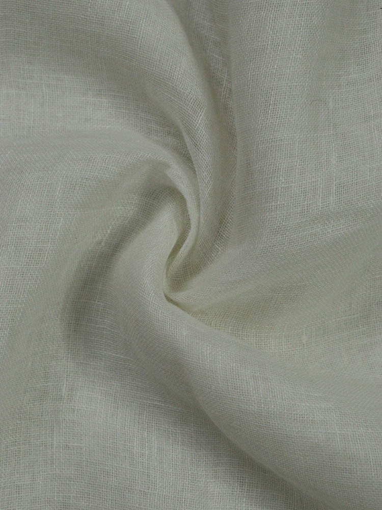 Off White Bhagalpur Linen Plain Fabric With Silver Zari Border ( 1 Mtr ) - Luxurion World