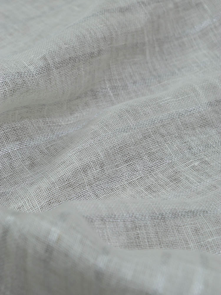 Off White Bhagalpur Linen Stripes Design Blouse Fabric ( 1 Mtr ) - Luxurion World