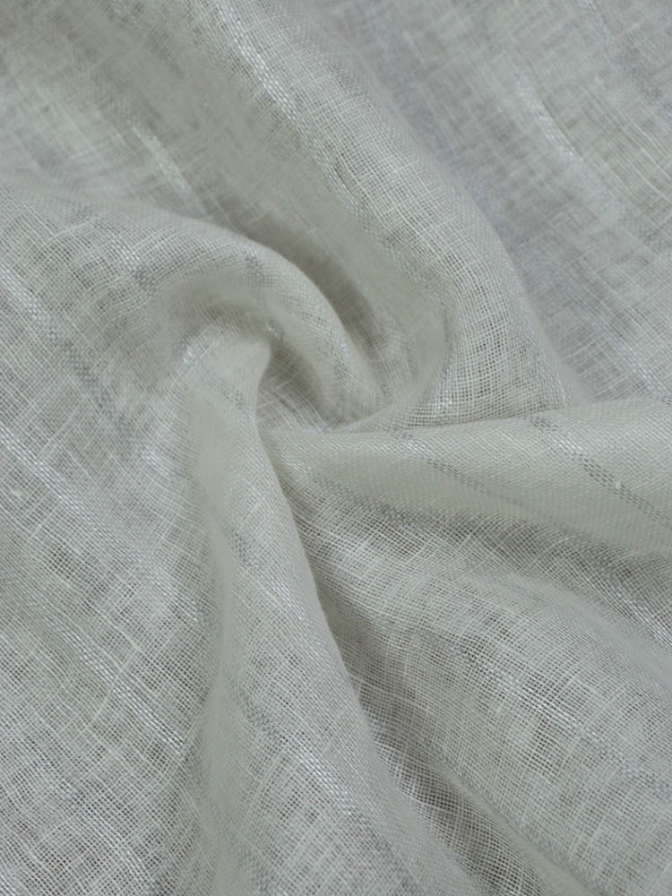 Off White Bhagalpur Linen Stripes Design Blouse Fabric ( 1 Mtr ) - Luxurion World