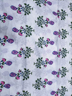 Off White Block Printed Cotton Fabric (1 Mtr) - Luxurion World