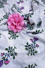 Off White Block Printed Cotton Fabric (1 Mtr) - Luxurion World