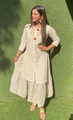 Off White Chikankari One Piece Dress - Luxurion World