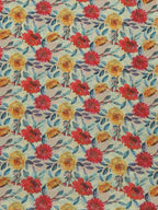 Off White Digital Printed Georgette Floral Design Fabric ( 1 Mtr ) - Luxurion World