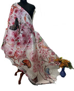 Off White Digital Printed Linen Dupatta - Luxurion World