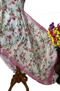 Off White Digital Printed Linen Dupatta - Luxurion World