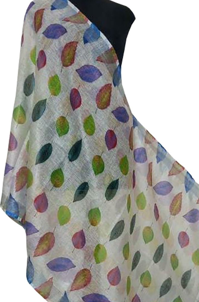Off White Digital Printed Linen Floral Design Dupatta - Luxurion World
