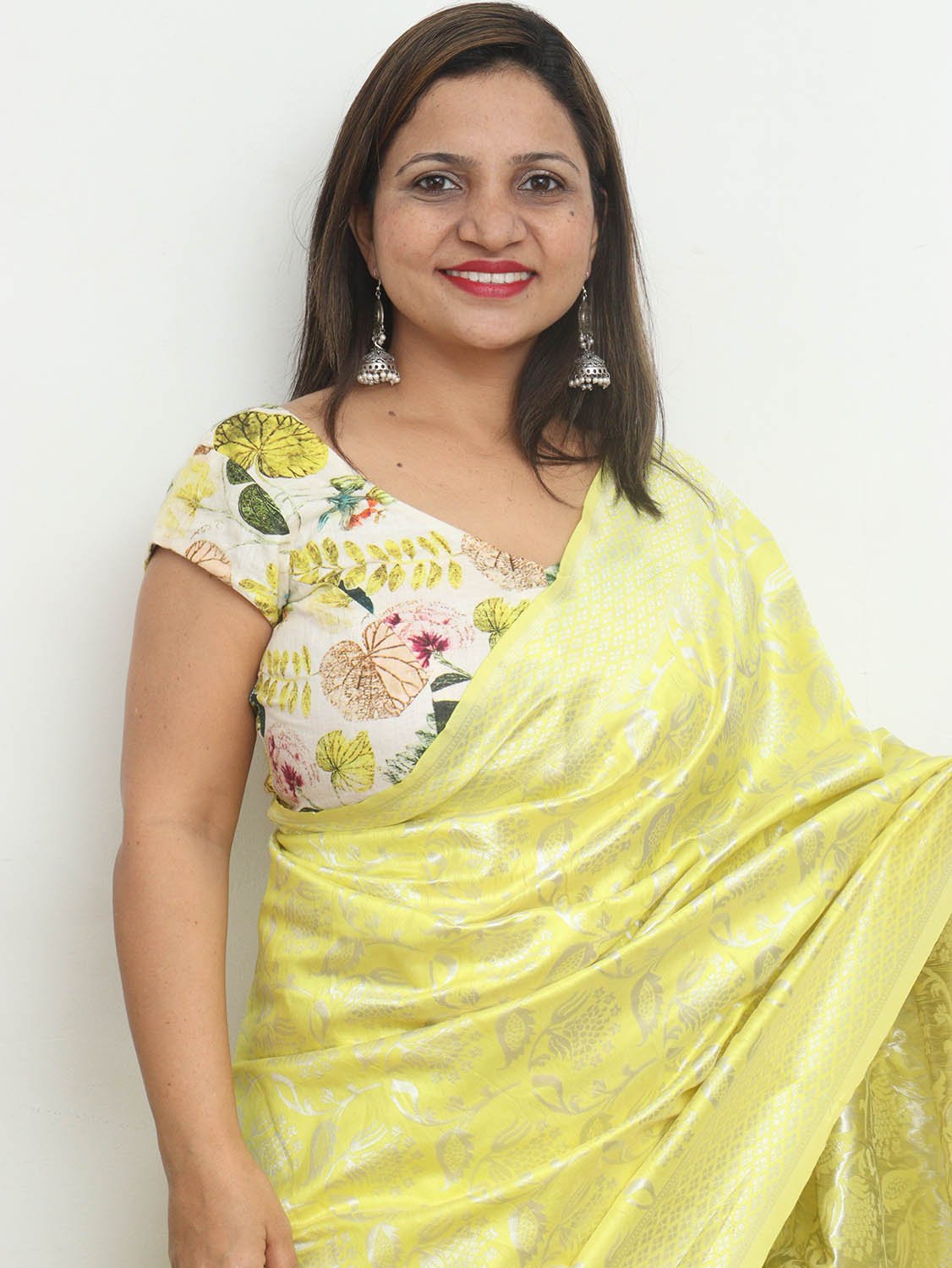 Off White Digital Printed Linen V Neck Blouse - Luxurion World