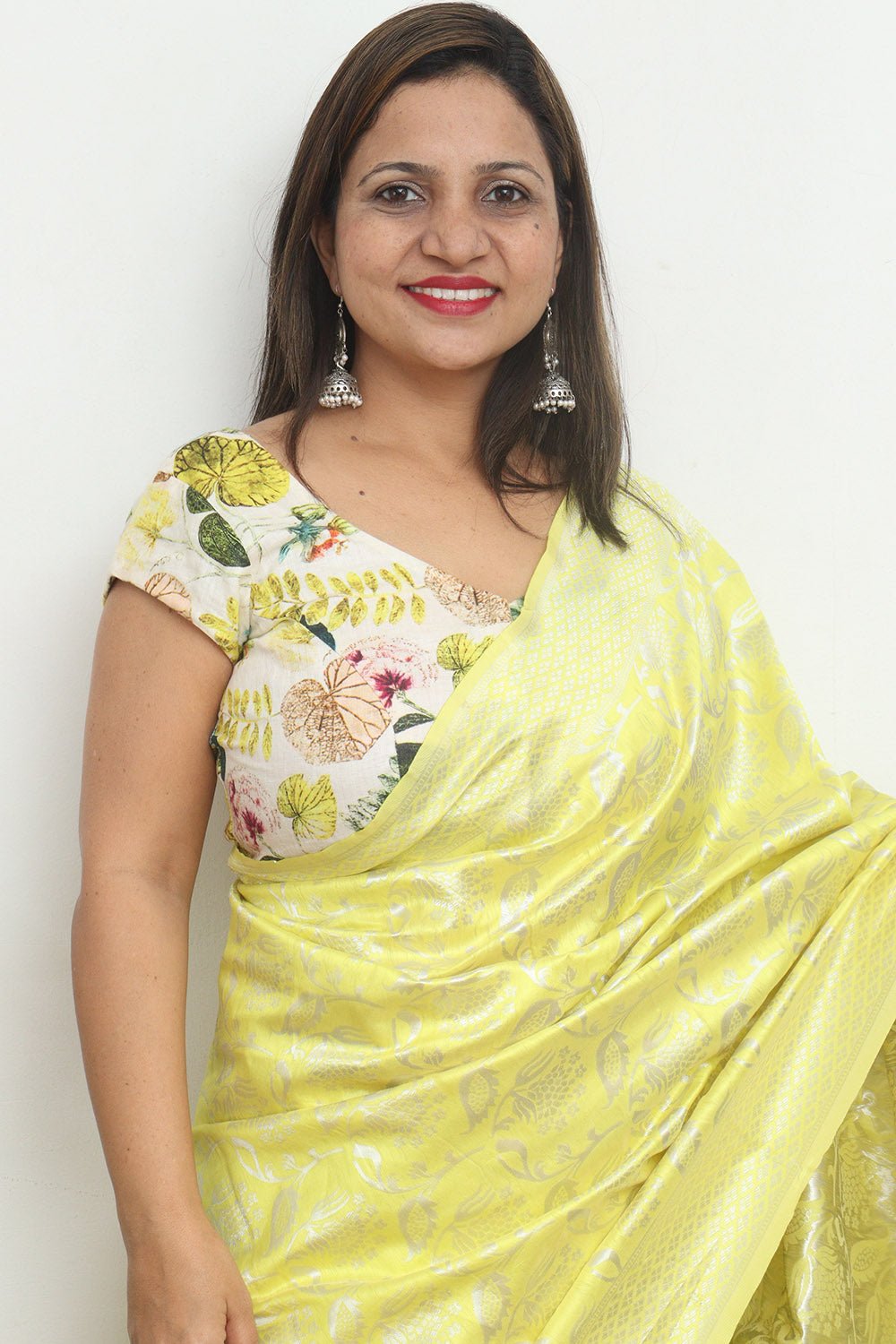 Off White Digital Printed Linen V Neck Blouse - Luxurion World