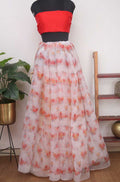 Off White Digital Printed Organza Lehenga With Satin Silk Blouse Piece Fabric - Luxurion World