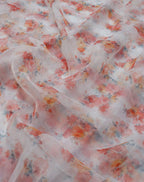 Off White Digital Printed Organza Silk Floral Design Saree - Luxurion World
