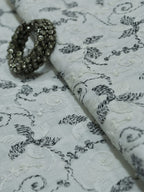 Off White Embroidered Chikankari Cotton Fabric (1 Mtr) - Luxurion World