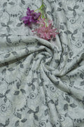 Off White Embroidered Chikankari Cotton Fabric (1 Mtr) - Luxurion World