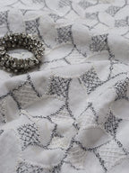 Off White Embroidered Chikankari Cotton Fabric (2.5 Mtr) - Luxurion World