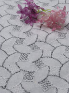 Off White Embroidered Chikankari Cotton Fabric (2.5 Mtr) - Luxurion World