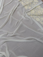 Off White Embroidered Kashmiri Aari Work Georgette Saree - Luxurion World