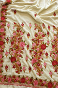 Off White Embroidered Kashmiri Aari Work Georgette Saree - Luxurion World