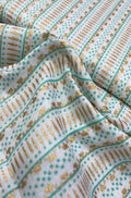 Off White Foil Block Printed Cotton Fabric ( 1 Mtr ) - Luxurion World