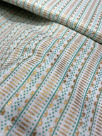 Off White Foil Block Printed Cotton Fabric ( 1 Mtr ) - Luxurion World
