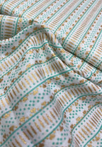 Off White Foil Block Printed Cotton Fabric ( 1 Mtr ) - Luxurion World