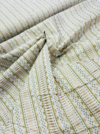 Off White Foil Block Printed Cotton Fabric ( 1 Mtr ) - Luxurion World