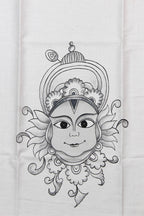 Off White Hand Painted Cotton Silk Blouse Fabric ( 1 Mtr ) - Luxurion World
