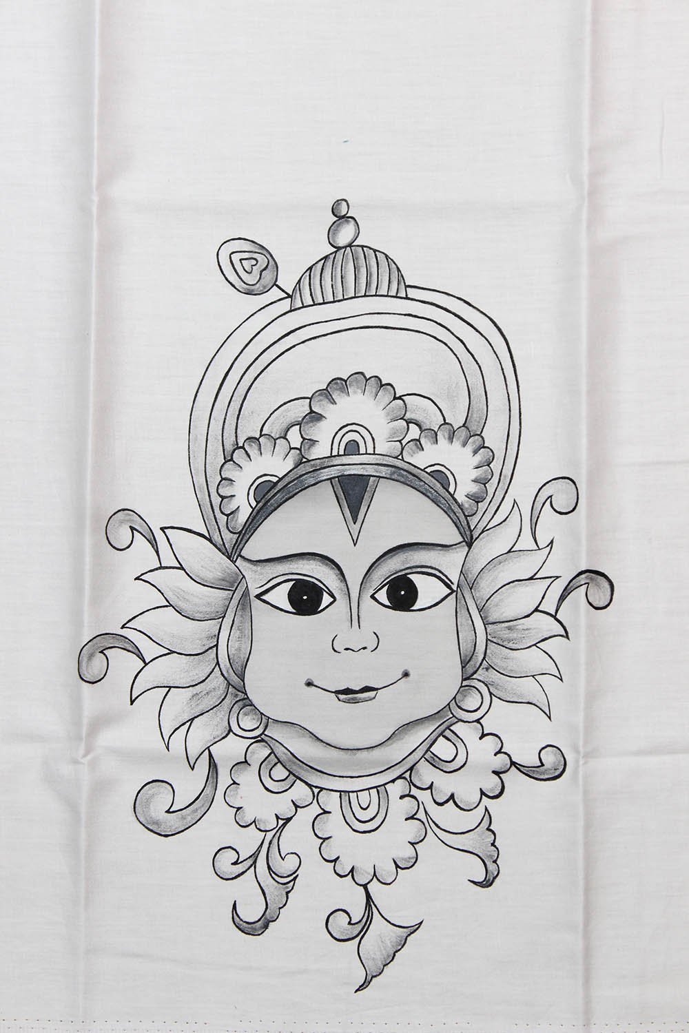 Off White Hand Painted Cotton Silk Blouse Fabric ( 1 Mtr ) - Luxurion World