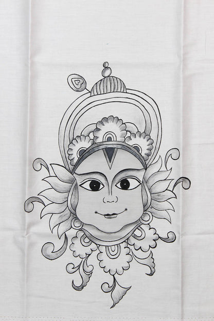 Off White Hand Painted Cotton Silk Blouse Fabric ( 1 Mtr ) - Luxurion World